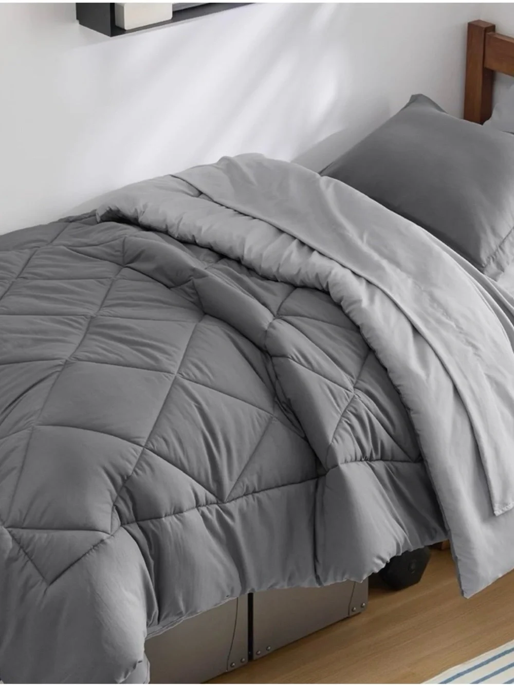 Reversible Gray Comforter - Twin/Full Soft Microfiber Comforter